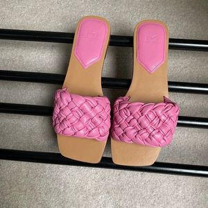 MARC FISHER Women Reanna Leather Slide Sandals - NEW NWOB